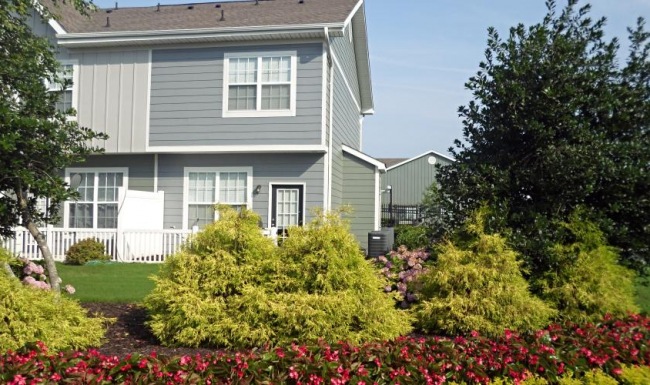 a house with a large front yard